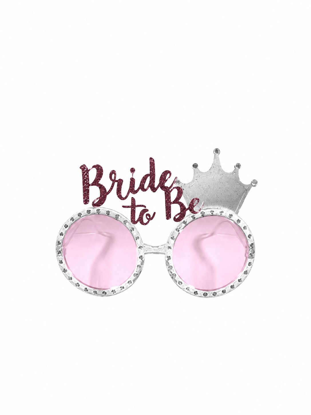 Bride Gözlük Bride to be yazılı şeffaf taçlı Pembe Parti Gözlüğü