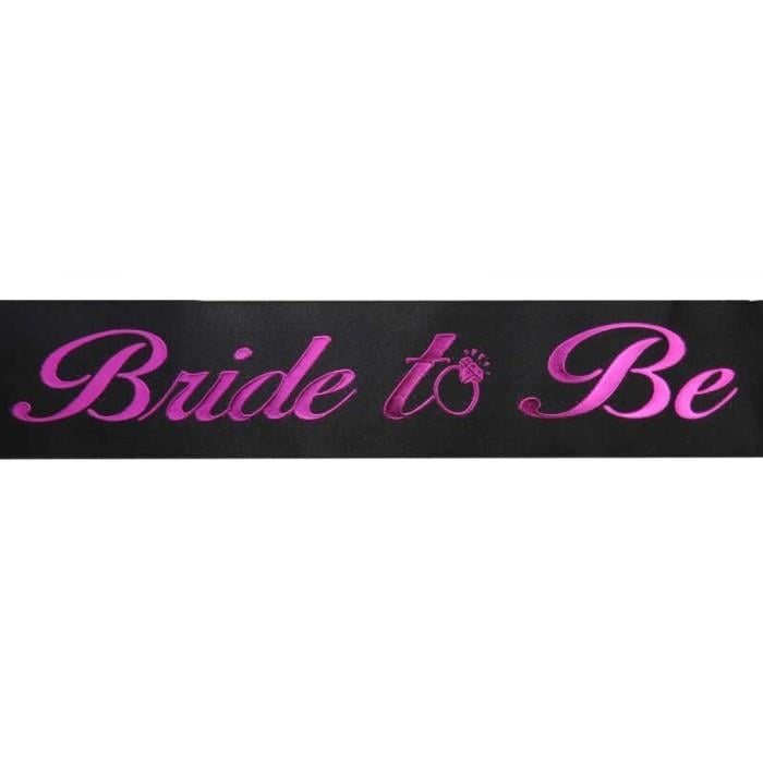 Bride To Be Bekarlığa Veda Kuşak Siyah Saten üstüne Fuşya pembe renkli parti kuşağı