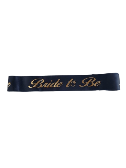 Bride To Be Bekarlığa Veda Kuşak Siyah saten Üstüne Yazı Gold-Altın Varaklı bekarlığa veda kuşağı