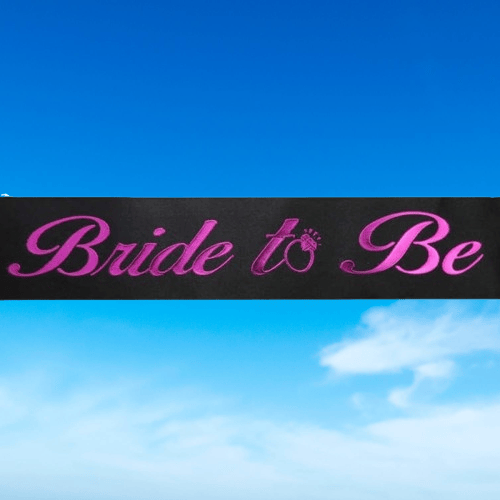 Bride To Be Bekarlığa Veda Kuşak Siyah Saten üstüne Fuşya pembe renkli parti kuşağı