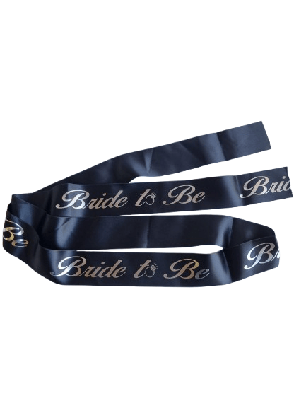 Bride To Be Bekarlığa Veda Kuşak Siyah saten Üstüne Yazı Gümüş 