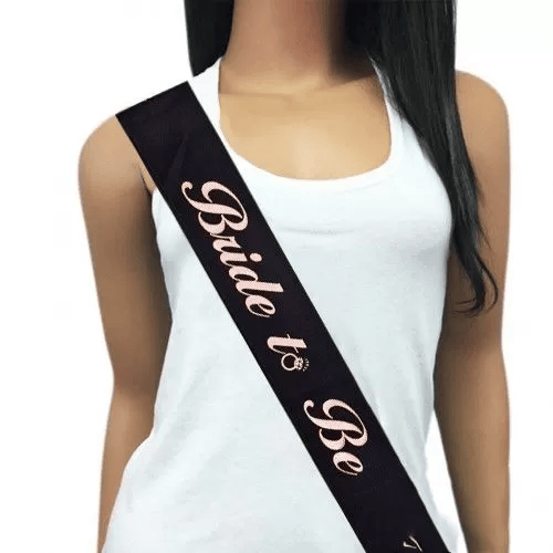 Bride To Be Bekarlığa Veda Kuşak Siyah saten Üstüne Yazı ROSE GOLD 