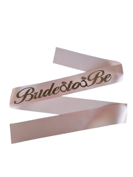 Bride To Be Bekarlığa Veda Partisi Kuşak saten somon rengi Altın varaklı yazı bekarlığa veda aksesuarı