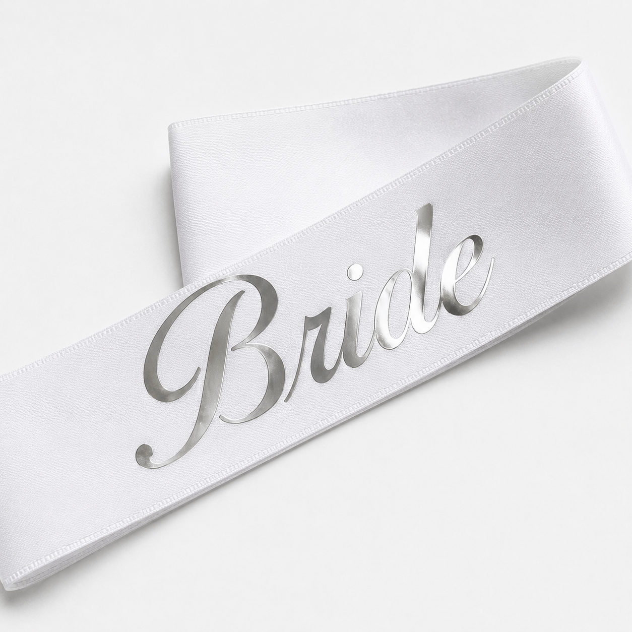 Bride yazılı Kuşak Beyaz üstü gümüş yaldızlı