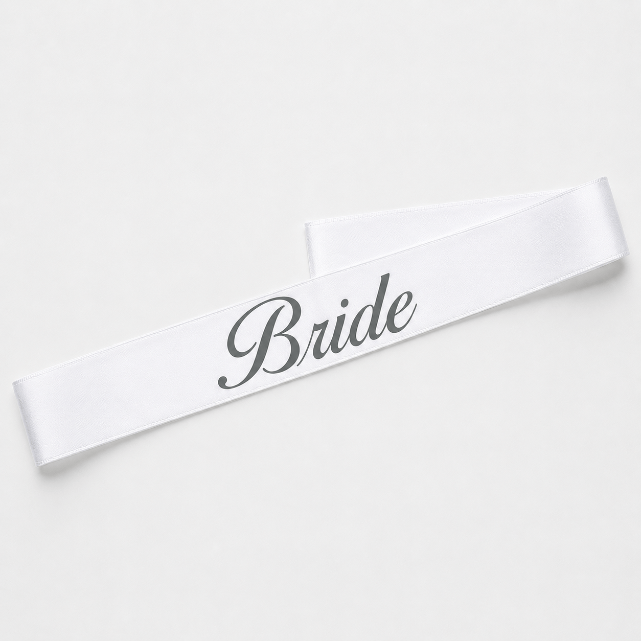Bride yazılı Kuşak Beyaz üstü gümüş yaldızlı