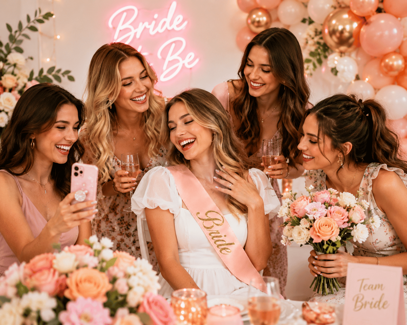 Bride yazılı Kuşak Somon üstü Altın yaldızlı