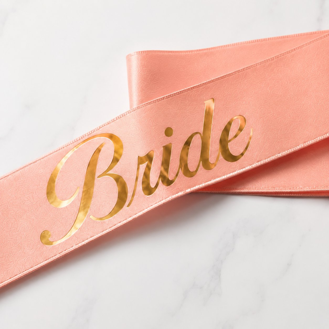 Bride yazılı Kuşak Somon üstü Altın yaldızlı