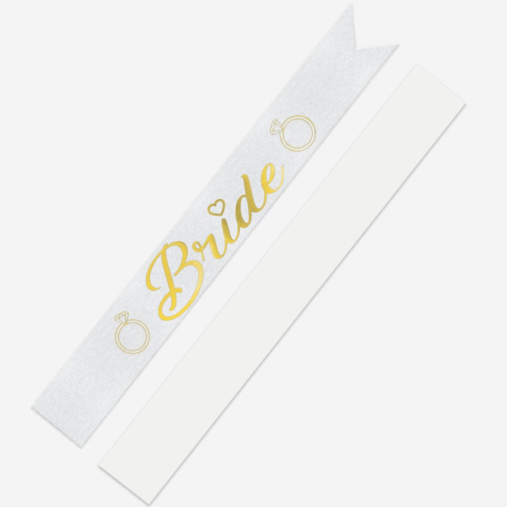 Bride yazılı parlak lüks kağıda Gold altın renkli varak parlak baskılı  bekarlığa veda kuşağı