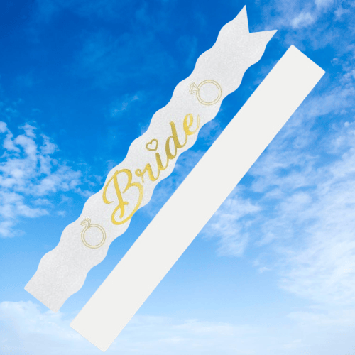 Bride yazılı parlak lüks kağıda Gold altın renkli varak parlak baskılı  bekarlığa veda kuşağı