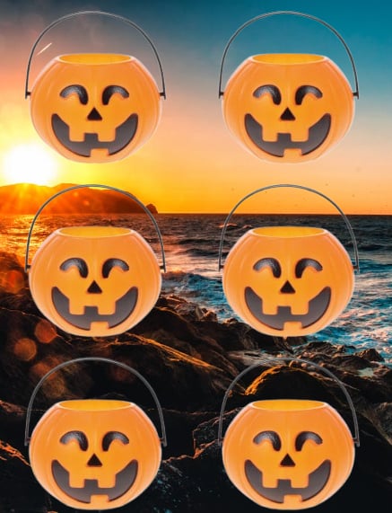 Cadılar Bayramı Halloween Bal Kabağı Mumluk 8 Cm 6lı şeker kovası Aksesuar