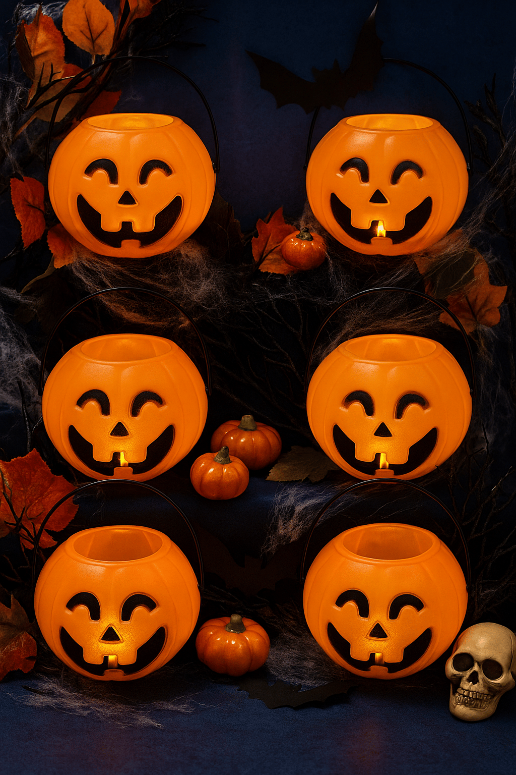 Cadılar Bayramı Halloween Bal Kabağı Mumluk 8 Cm 6lı şeker kovası Aksesuar