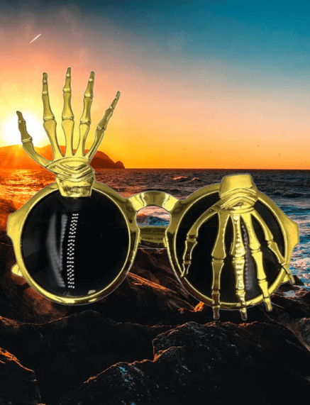Cadılar Bayramı Halloween İskelet Temalı Parmaklı Gold Parti Gözlüğü Korku Gözlüğü