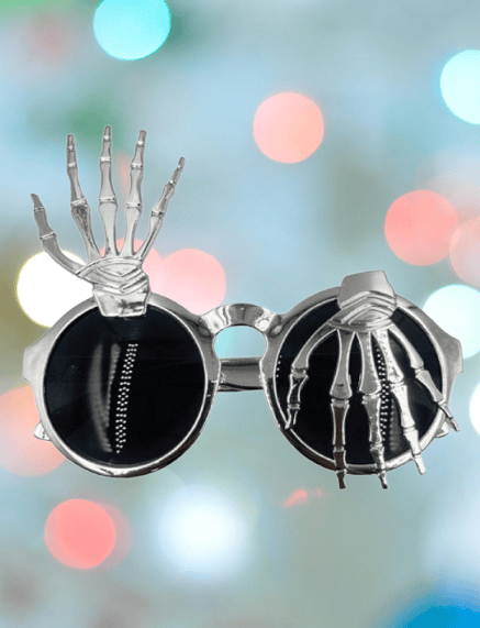 Cadılar Bayramı Halloween İskelet Temalı Parmaklı Gümüş Parti Gözlüğü Korku Gözlüğü