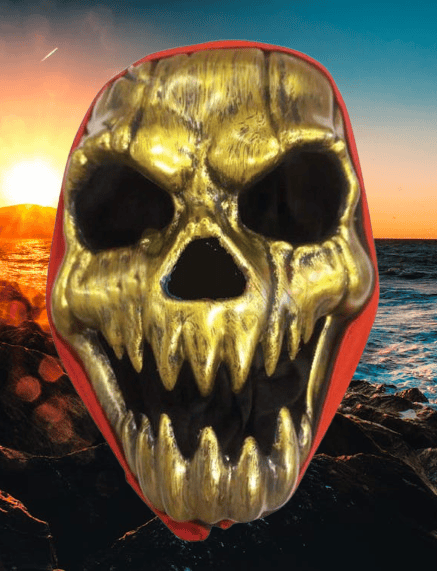 Cadılar Bayramı Halloween Maske Plastik İskelet Altın rengi arkası tüllü Korku Maskesi