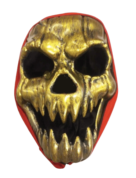 Cadılar Bayramı Halloween Maske Plastik İskelet Altın rengi arkası tüllü Korku Maskesi