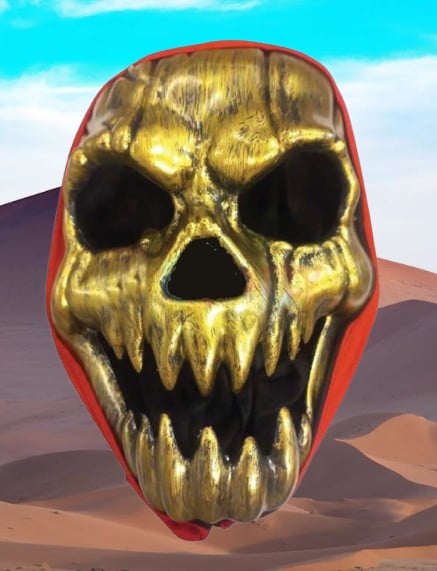 Cadılar Bayramı Halloween Maske Plastik İskelet Altın rengi arkası tüllü Korku Maskesi