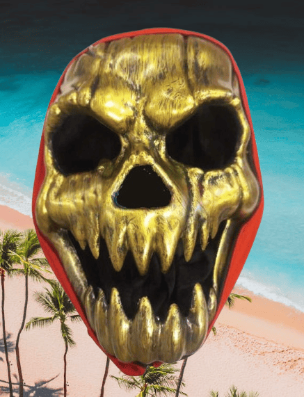 Cadılar Bayramı Halloween Maske Plastik İskelet Altın rengi arkası tüllü Korku Maskesi