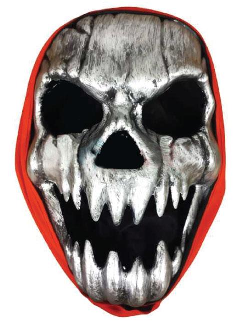 Cadılar Bayramı Halloween Maske Plastik İskelet gümüş arkası tüllü Korku Maskesi