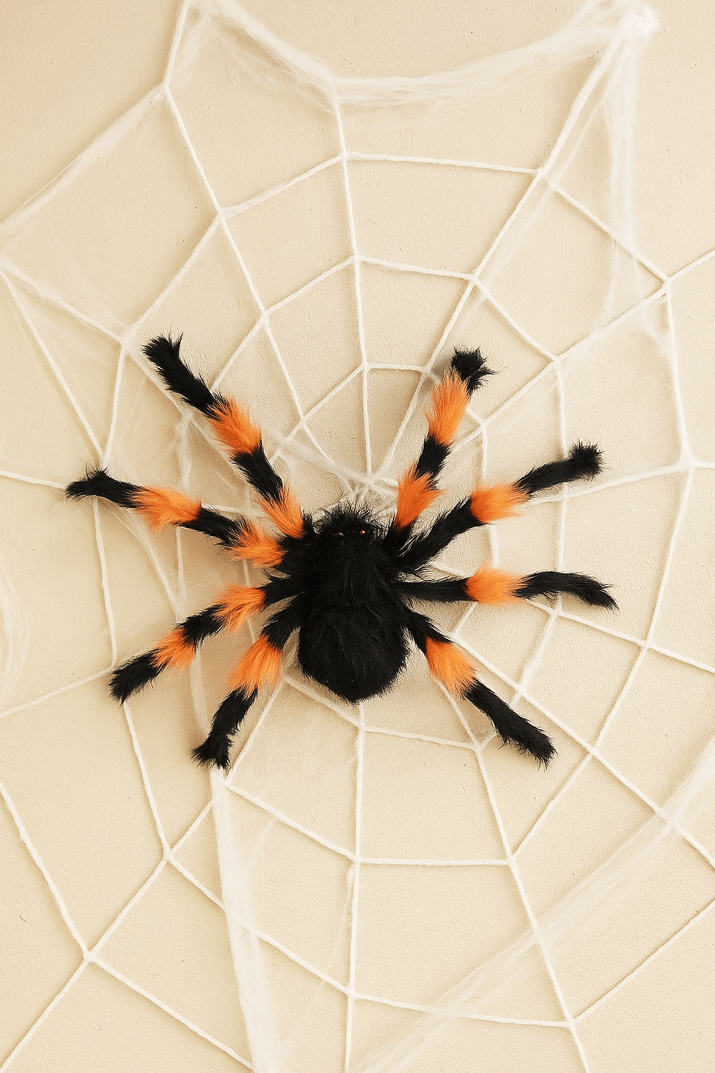 Cadılar Bayramı Halloween Örümcek Figür 50 Cm Siyah-Turuncu Tüylü Korku dekoru Hareketli Edebilen Kıvrılabilen Bacaklar