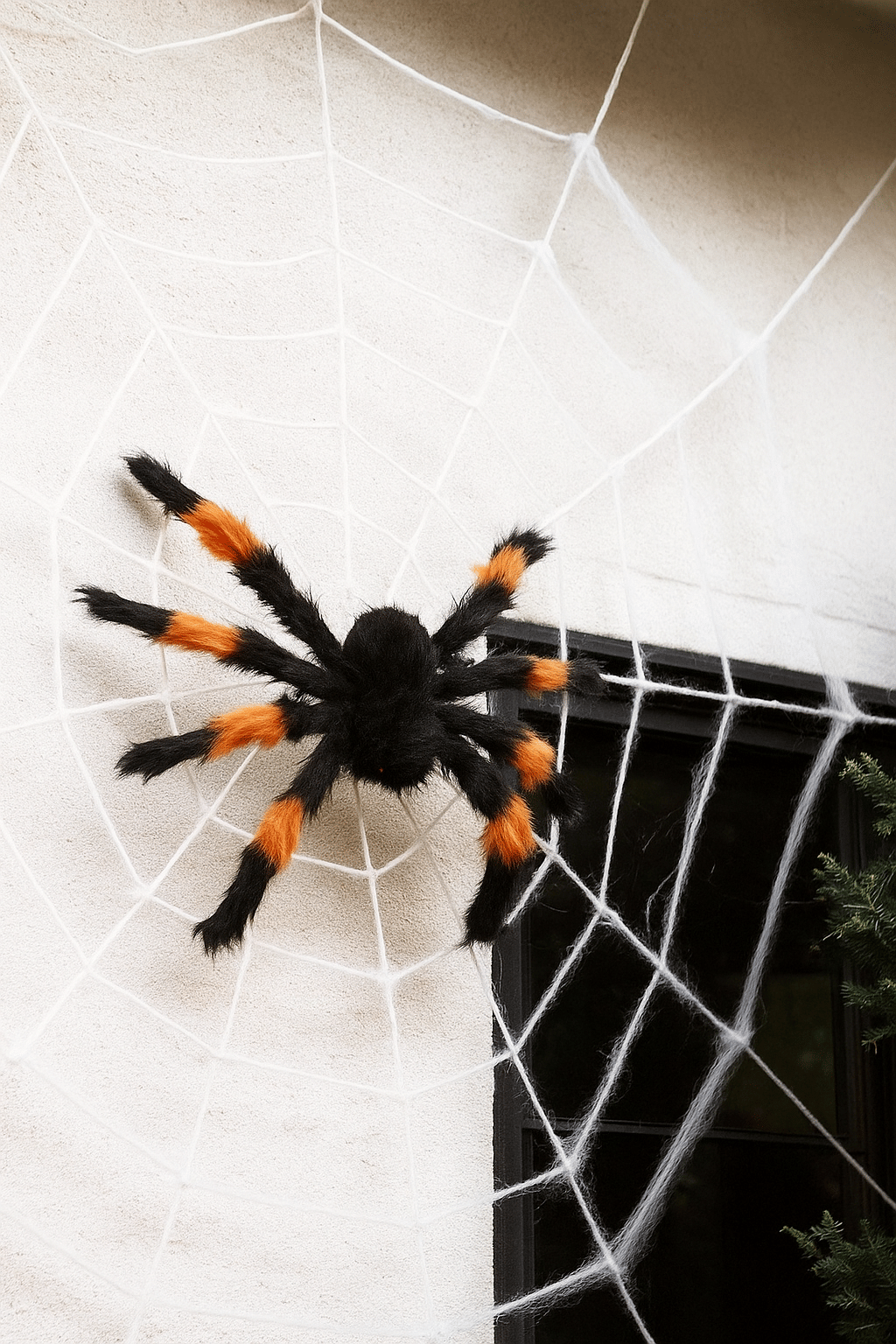 Cadılar Bayramı Halloween Örümcek Figür 50 Cm Siyah-Turuncu Tüylü Korku dekoru Hareketli Edebilen Kıvrılabilen Bacaklar