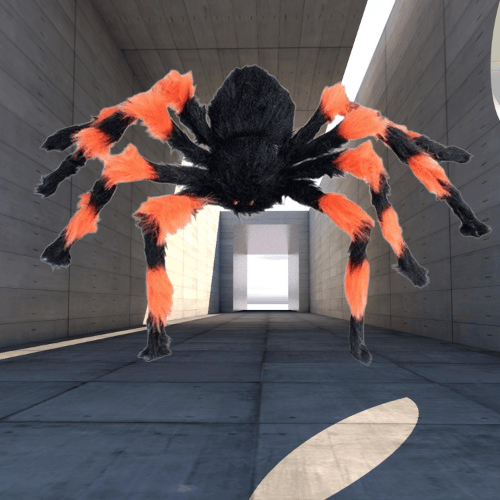 Cadılar Bayramı Halloween Örümcek Figür 50 Cm Siyah-Turuncu Tüylü Korku dekoru Hareketli Edebilen Kıvrılabilen Bacaklar