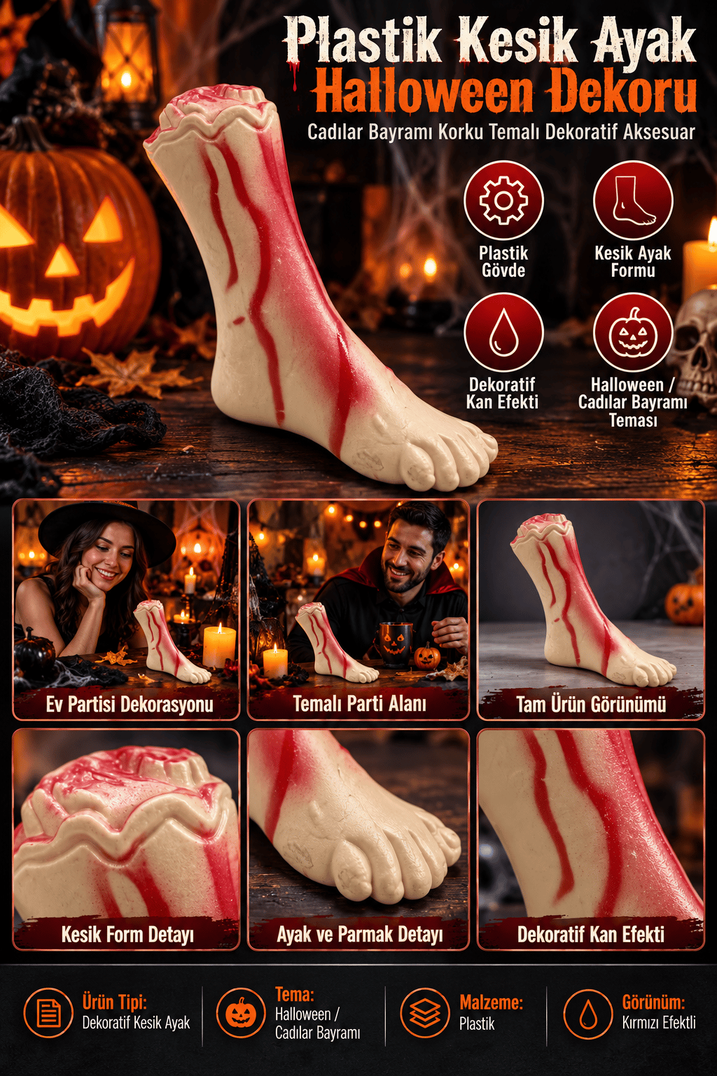 Cadılar Bayramı Halloween Plastik Kesik Ayak