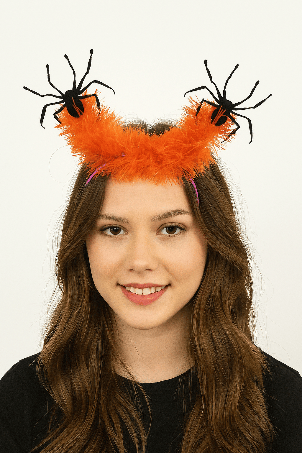 Cadılar Bayramı Halloween  Turuncu Simli Mor Taçlı Örümcek Figürlü Cadılar Bayramı Aksesuarı