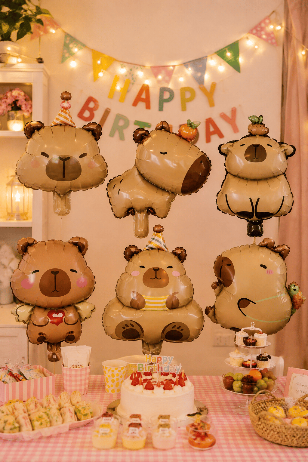 Capybara Folyo Balon Seti 6 Parça 14 İnç Doğum Günü Parti Süsü Capybara Temalı Dekorasyon
