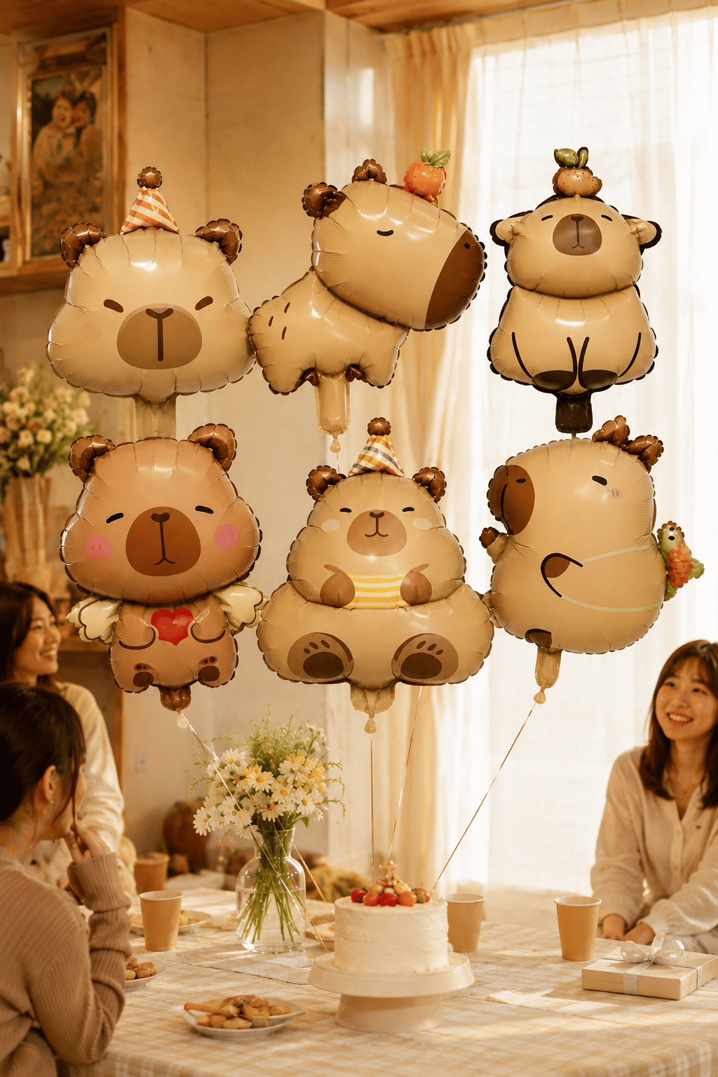 Capybara Folyo Balon Seti 6 Parça 14 İnç Doğum Günü Parti Süsü Capybara Temalı Dekorasyon