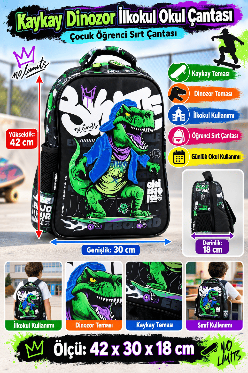 Chımola Skateboard Dıno 16