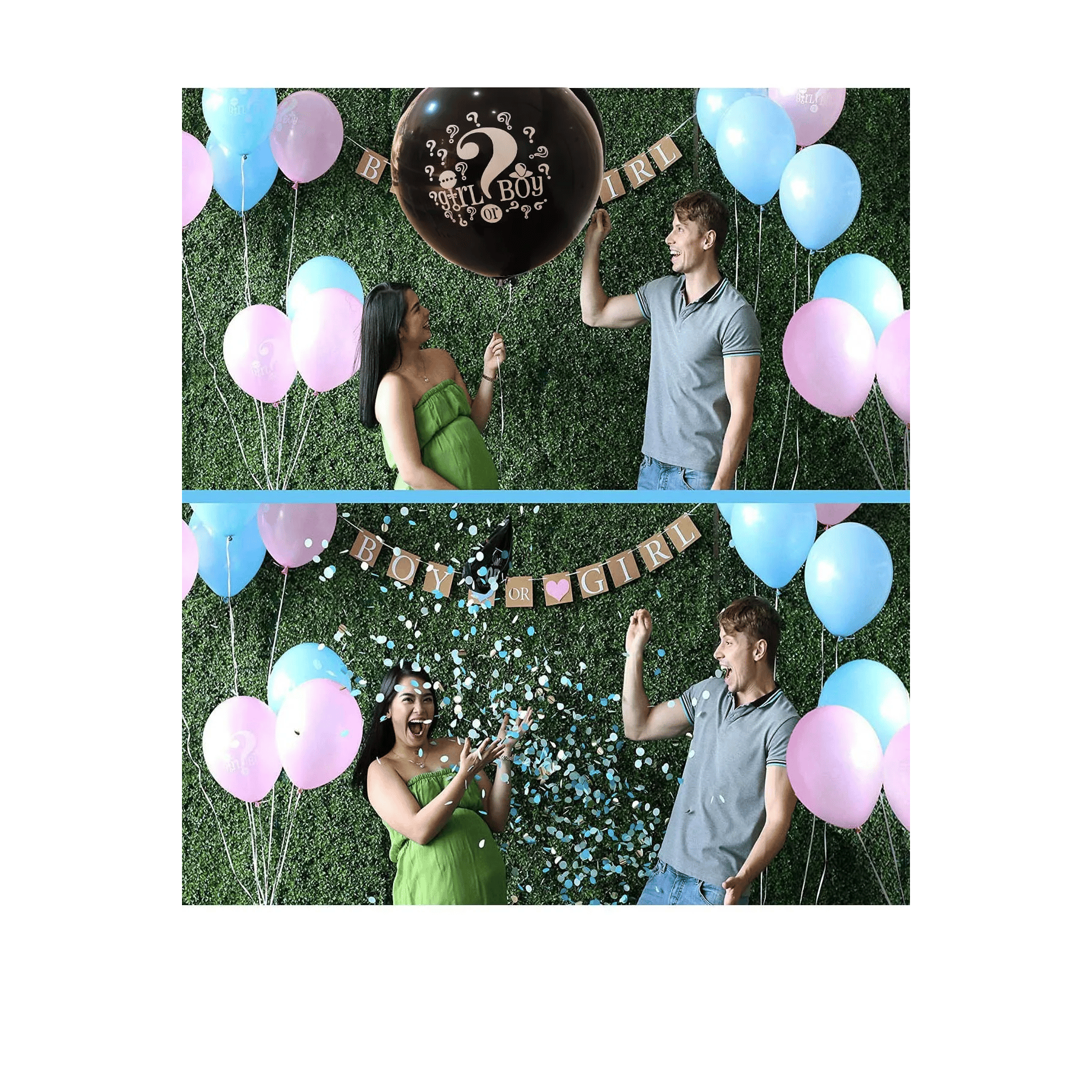 Cinsiyet Belirleme Balonu Mavi Konfetili Erkek 36 inç  95cm 