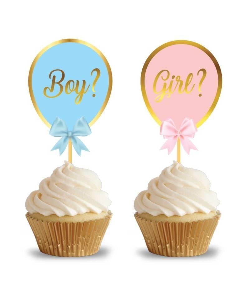 Cinsiyet Belirleme Partisine özel altın varaklı kürdan Boy and Girl 10lu paket