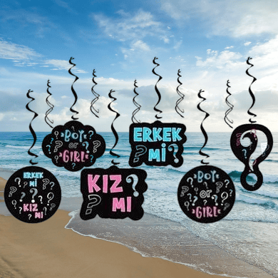 Cinsiyet Belirleme Sarkıt Süs 6 lı iyah zemim