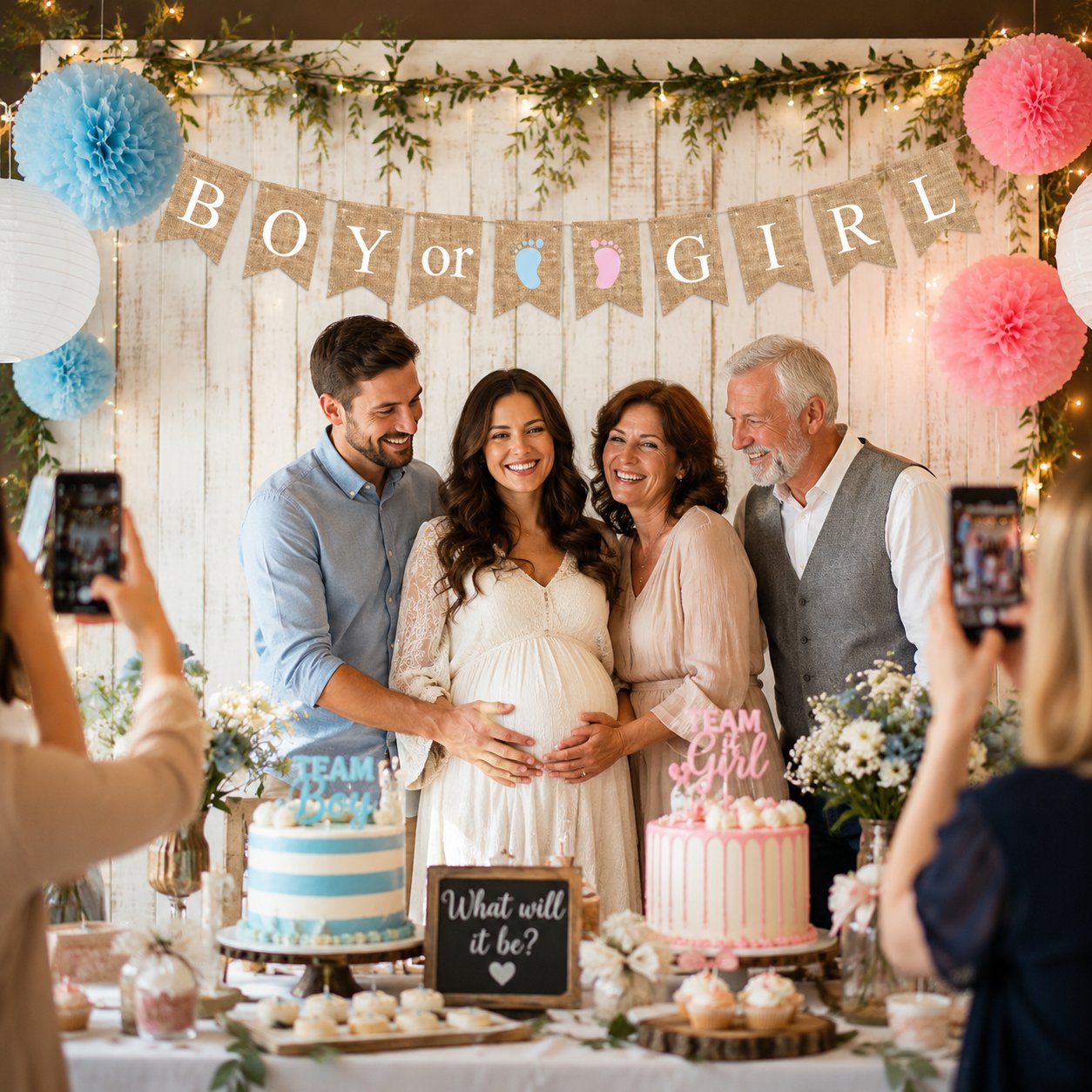 Cinsiyet Partisi Banner Jüt Görünümlü Boy Girl 10 Bayraklı 150cm 