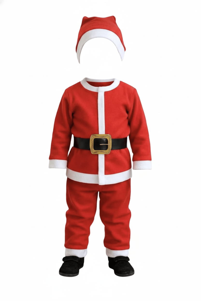 Çocuk Noel Baba Kostüm 2-3 yaş şapkalı kemerli