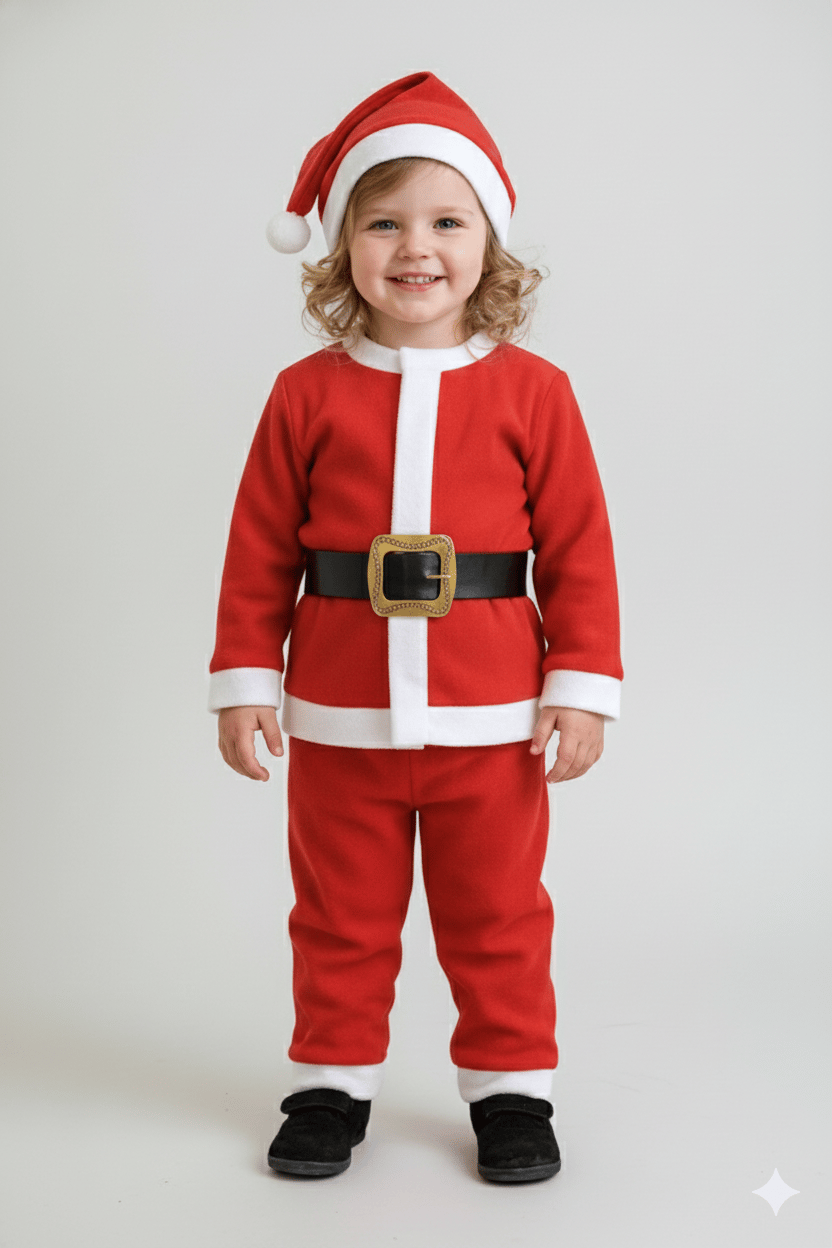 Çocuk Noel Baba Kostüm 2-3 yaş şapkalı kemerli