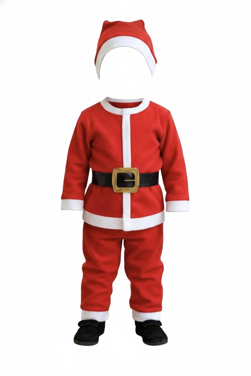 Çocuk Noel Baba Kostüm 3-4 yaş şapkalı kemerli