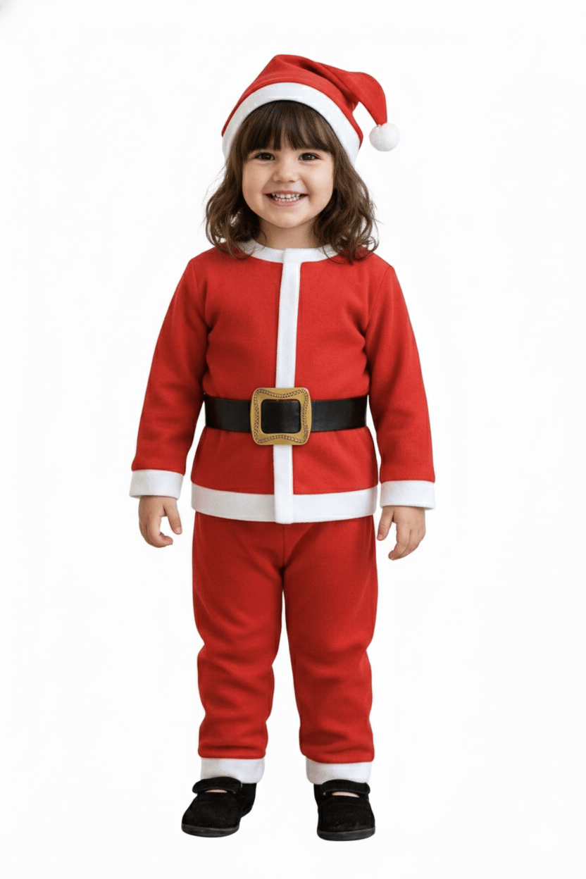 Çocuk Noel Baba Kostüm 3-4 yaş şapkalı kemerli