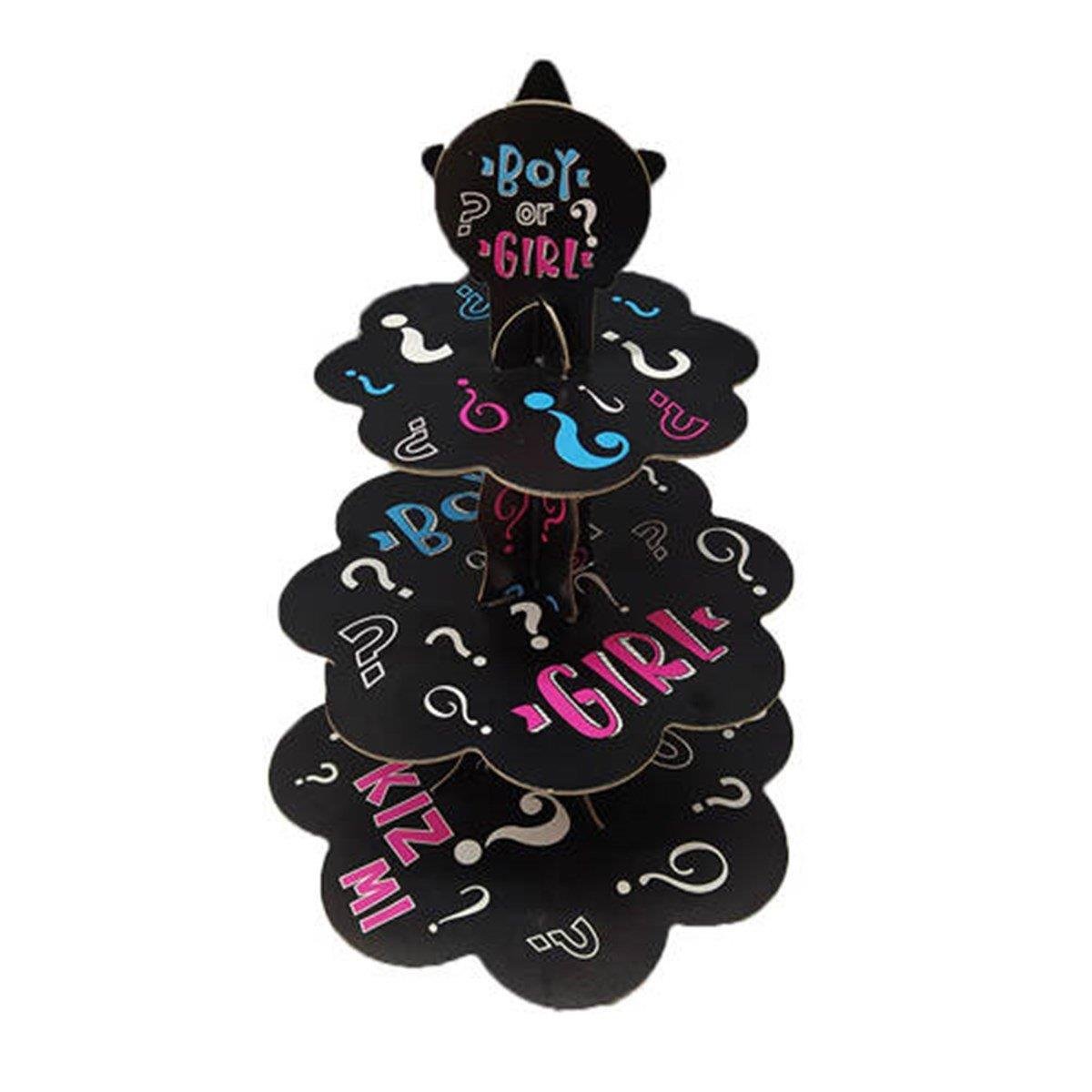 Cupcake 3 Katlı Kek Stand Cinsiyet Partisi kutlaması