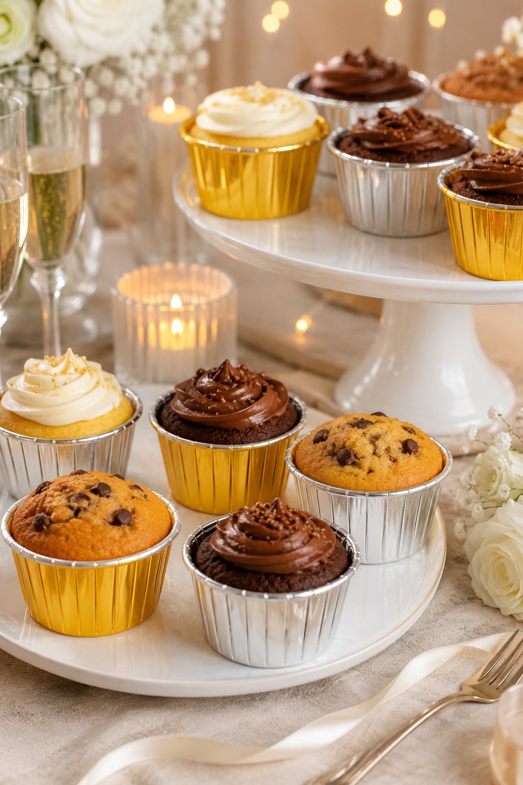 Cupcake Kapsülü 24'lü 12 Gold-12 Gümüş Varaklı asetat kutulu