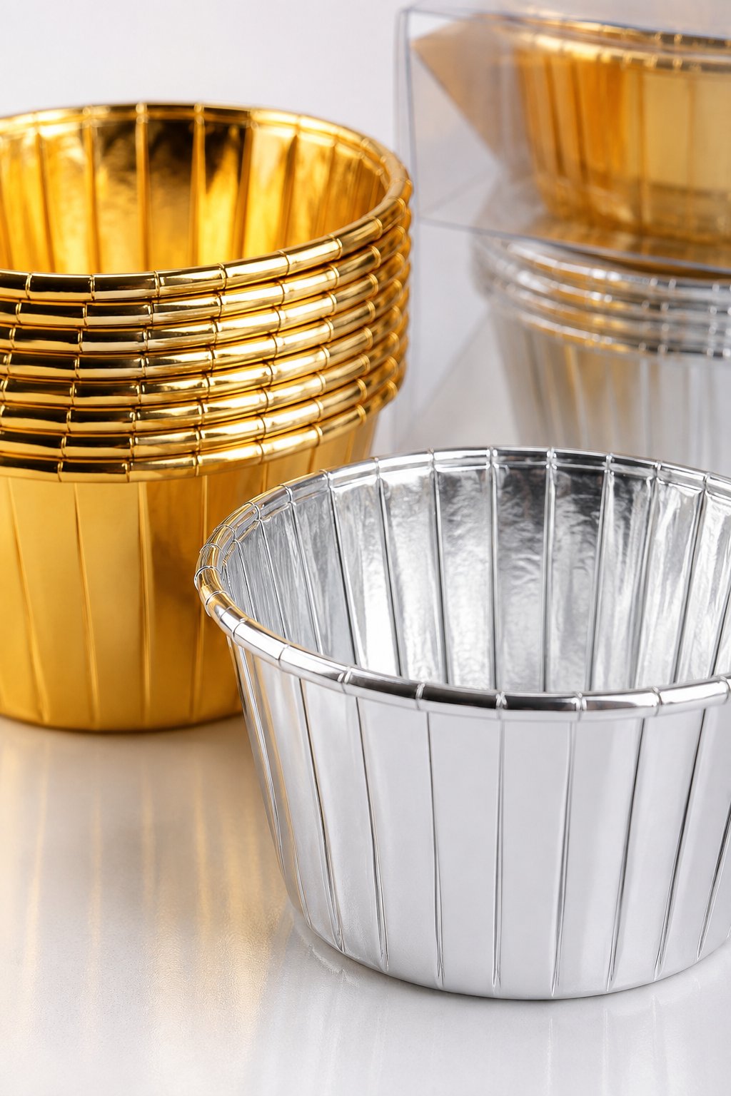 Cupcake Kapsülü 24'lü 12 Gold-12 Gümüş Varaklı asetat kutulu