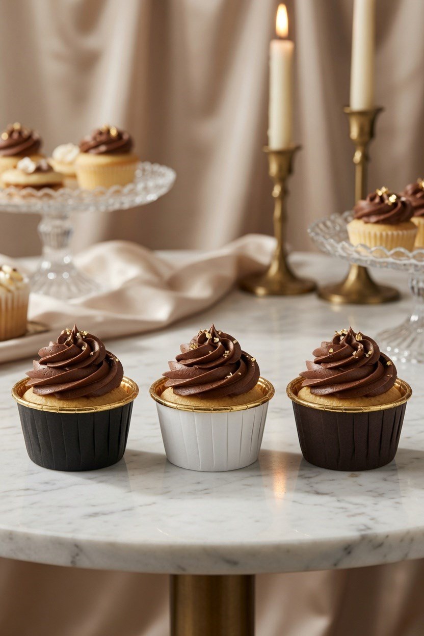 Cupcake Kapsülü 24'lü 8 Siya-8 Beya-8 Kahve Varaklı asetat kutulu