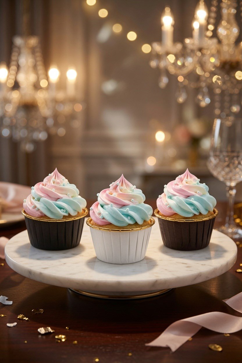 Cupcake Kapsülü 24'lü 8 Siya-8 Beya-8 Kahve Varaklı asetat kutulu
