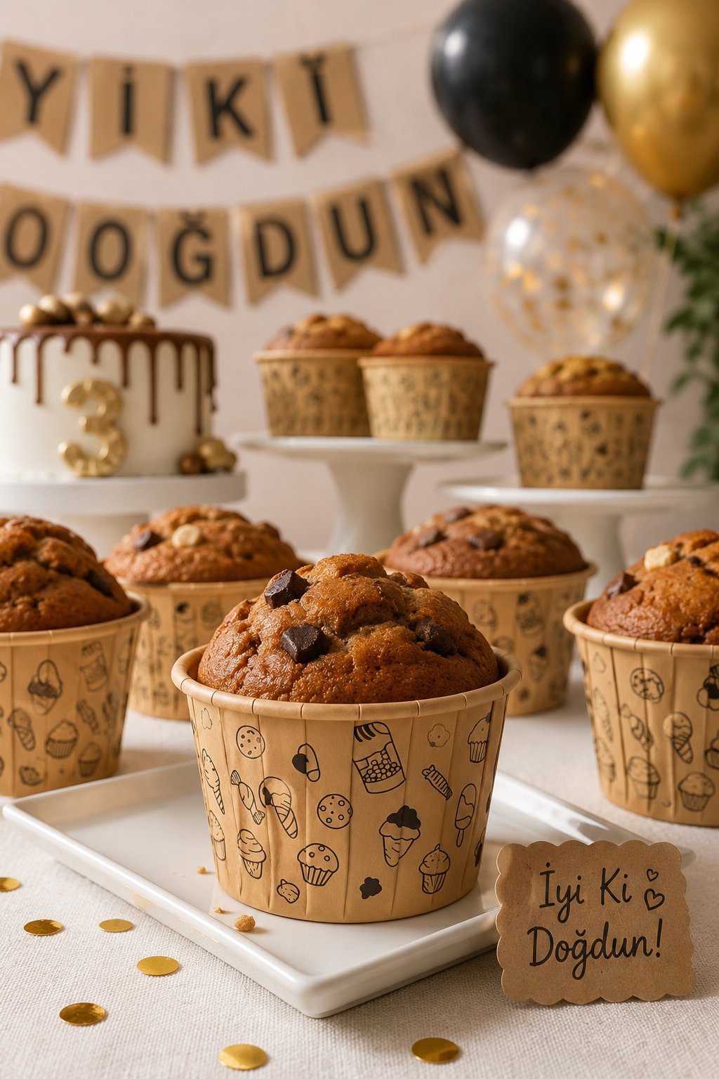 Cupcake Kapsülü 24lü Kraft Şekerleme Desenli Lamineli Asetat Kutulu