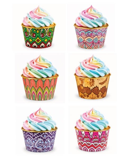 Cupcake Kapsülü 24'lü Mandala Densenli Gold Varaklı asetat kutulu