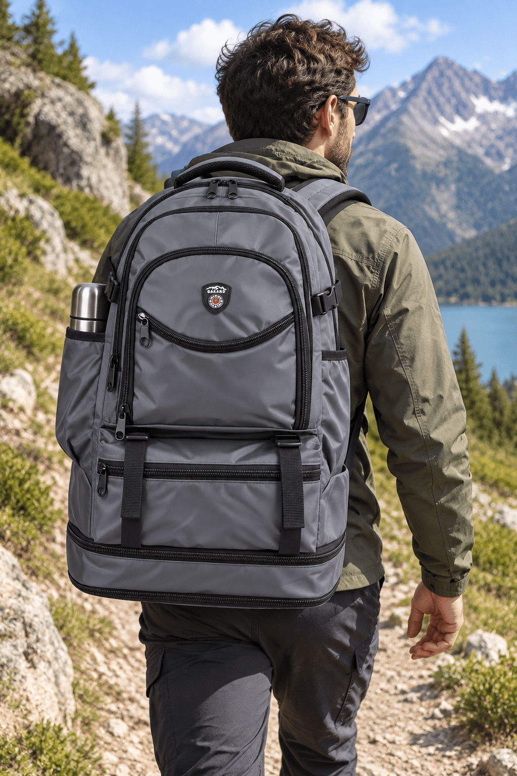 Dağcı Çantası Gri Outdoor Trekking Doğa Yürüyüşü Sırt Çantası Kamp 52x35x19 cm