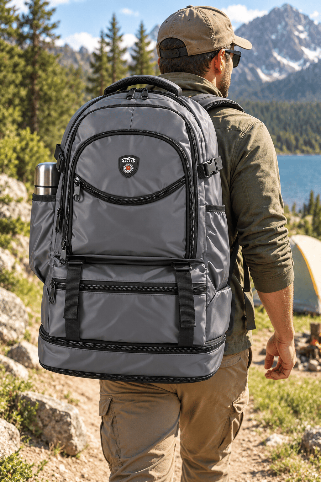 Dağcı Çantası Gri Outdoor Trekking Doğa Yürüyüşü Sırt Çantası Kamp 52x35x19 cm