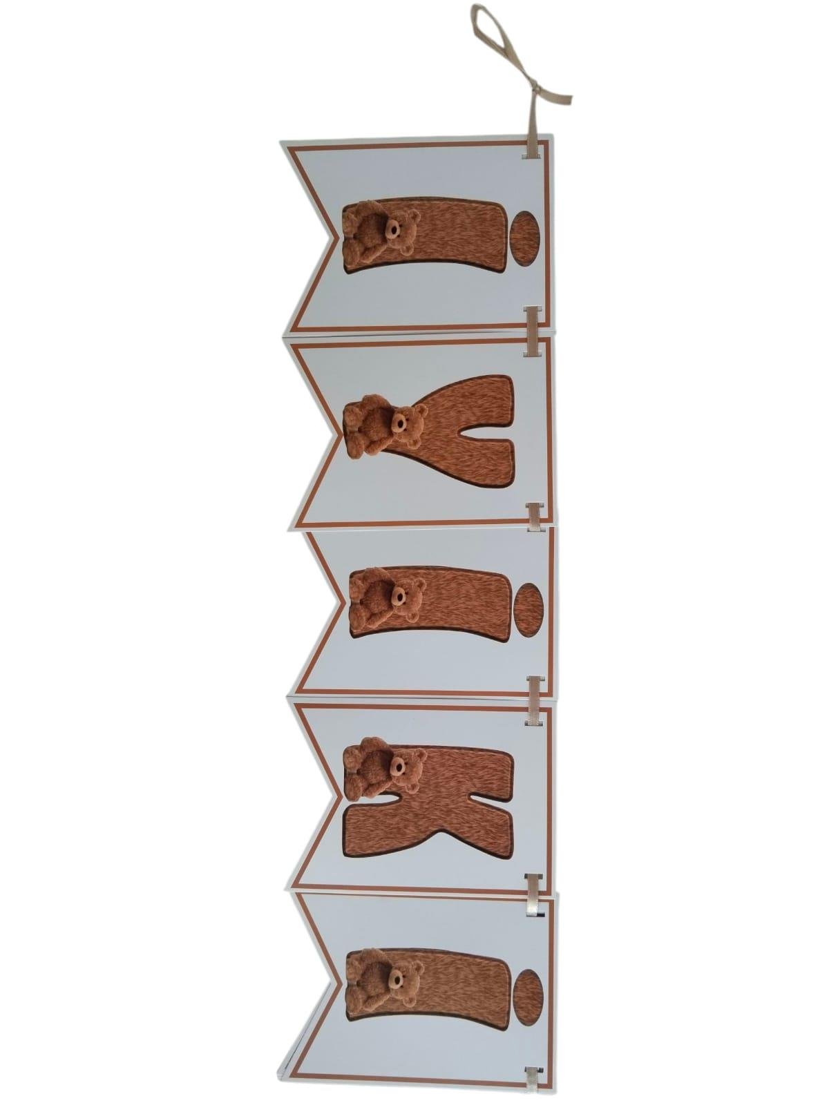 Dekoratif Asmalı Banner İyiki Doğdun yazızı ayıcık görseli retro yazı 1 yaş doğum günü