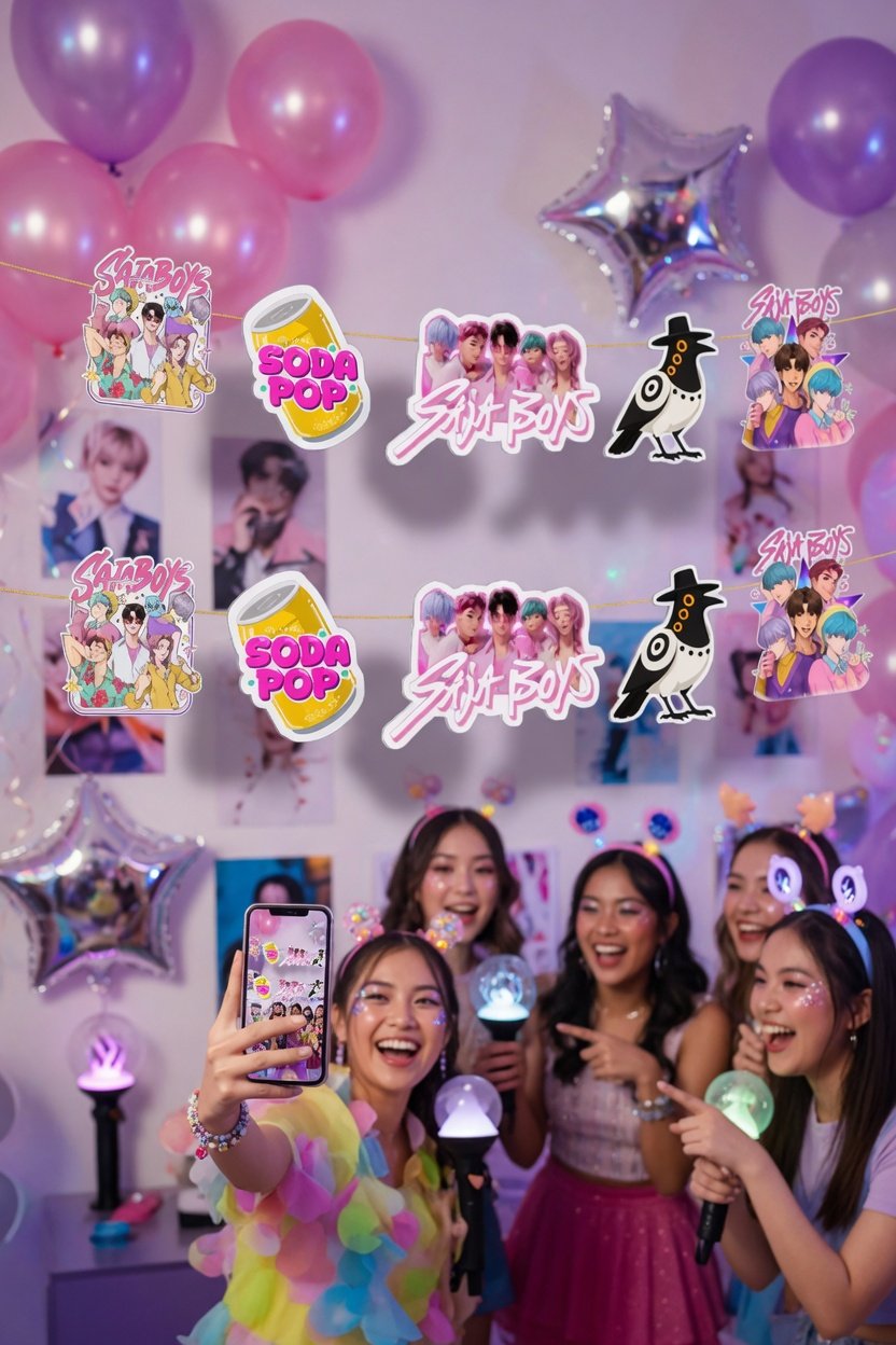 Dekoratif banner 170x16 cm K-POP SAJA BOYS