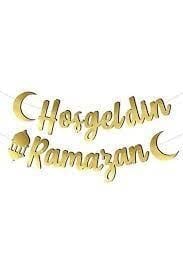 Dekoratif banner Hoşgeldin ramazan kaligrafig yazı
